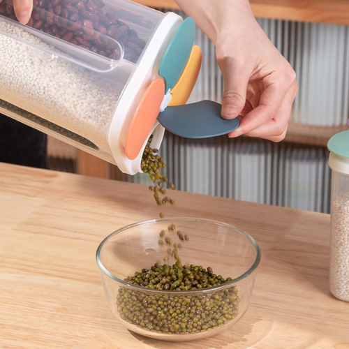 Divided flip-top grain can 1.5L grain kitchen storage box 2.3L transparent plastic sealed storage tank