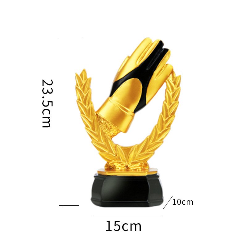 Copa de Europa Trofeo de portero de fútbol Guantes de oro Tirador de portero Trofeo de pelota de oro Partido de resina Trofeo de fútbol grabado
