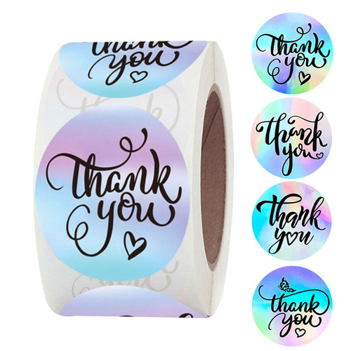 500 pieces per roll laser cross-border foreign trade thank you decorative waterproof self-adhesive label