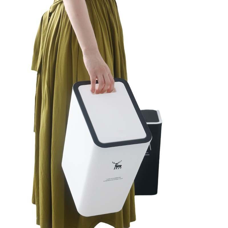 Papelera de inodoro hogar creativo cocina clasificación Push-tipo basura puede inodoro basura cesta de papel con tapa