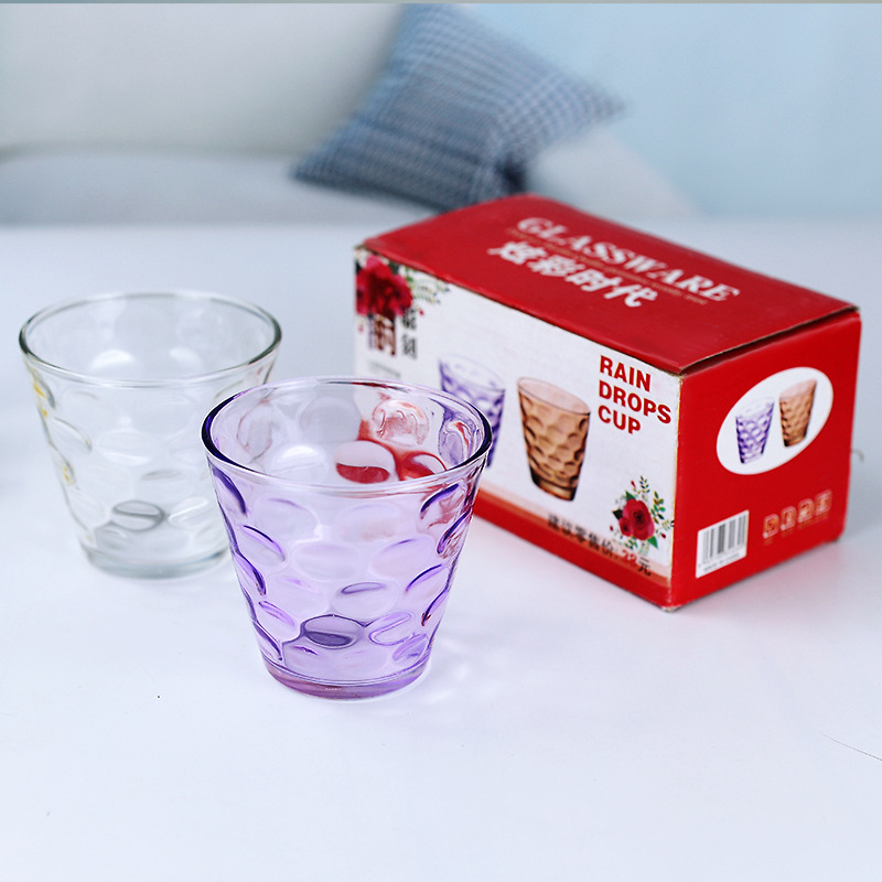 Home Colorful Glass Water Cup Set Raindrop Cup Six-Piece Set Rainbow Creative Colorful Cup Set Advertising Gift