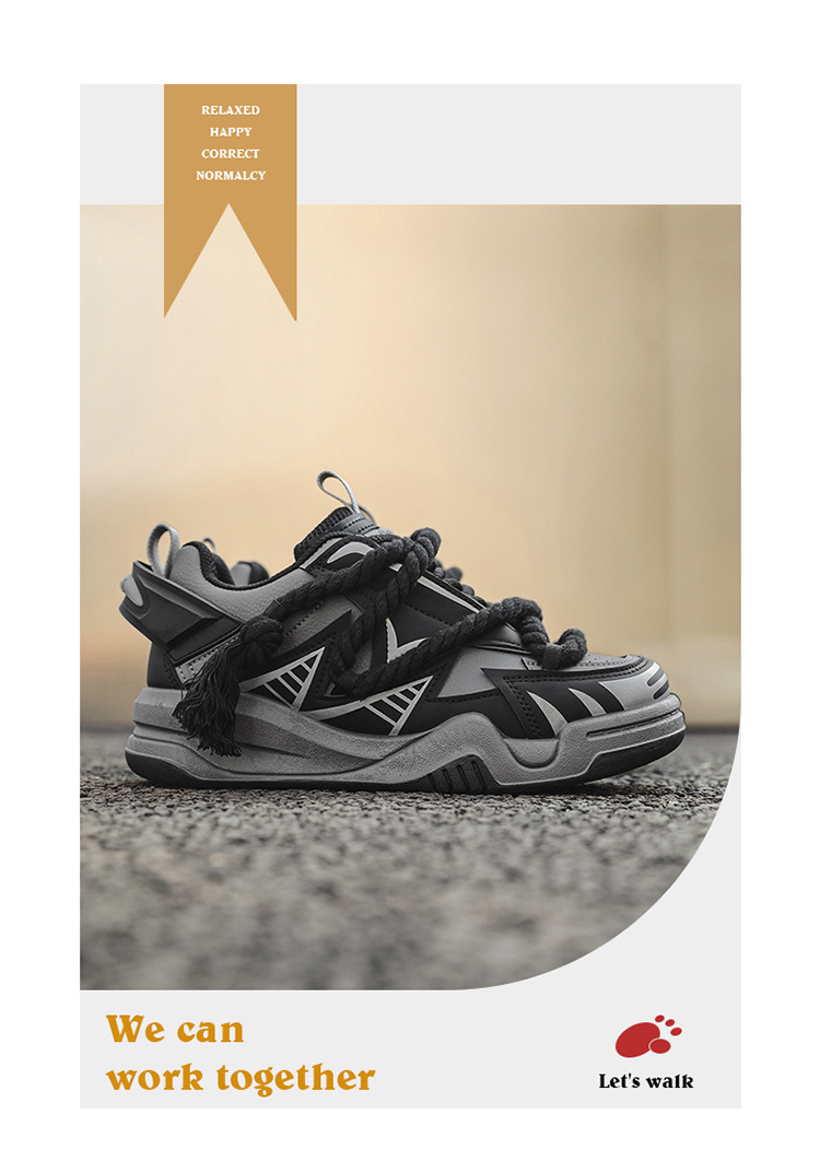 Novos sapatos esportivos masculinos de outono de 2024, sola grossa e antiderrapante, versão coreana, moda moderna, design de nicho, sapatos de pão_voghion.com