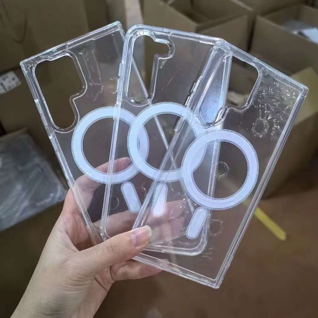 Transparent Magnetic Phone Case For Samsung S24 Ultra S23 S24 Plus_voghion.com