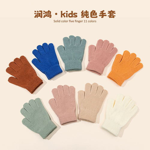 Boy kindergarten baby winter gloves children boy finger warm girl baby cute five finger gloves