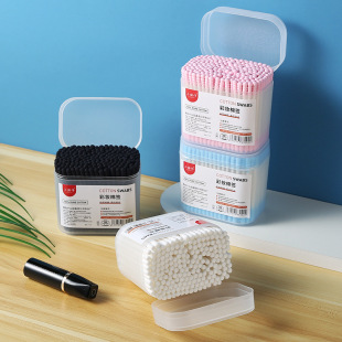 Xiao Hanzi 200 Scrub Boxed Cotton Swab Color Double-head Disposable Cosmetic Cotton Swab Pointed Head Ear-out Household