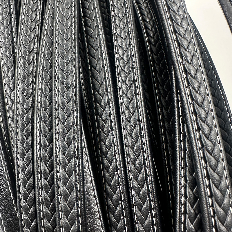 宽扁形编织皮绳贴三股编织8×5 头层牛皮 圆皮编织 2mm3mm4mm手链