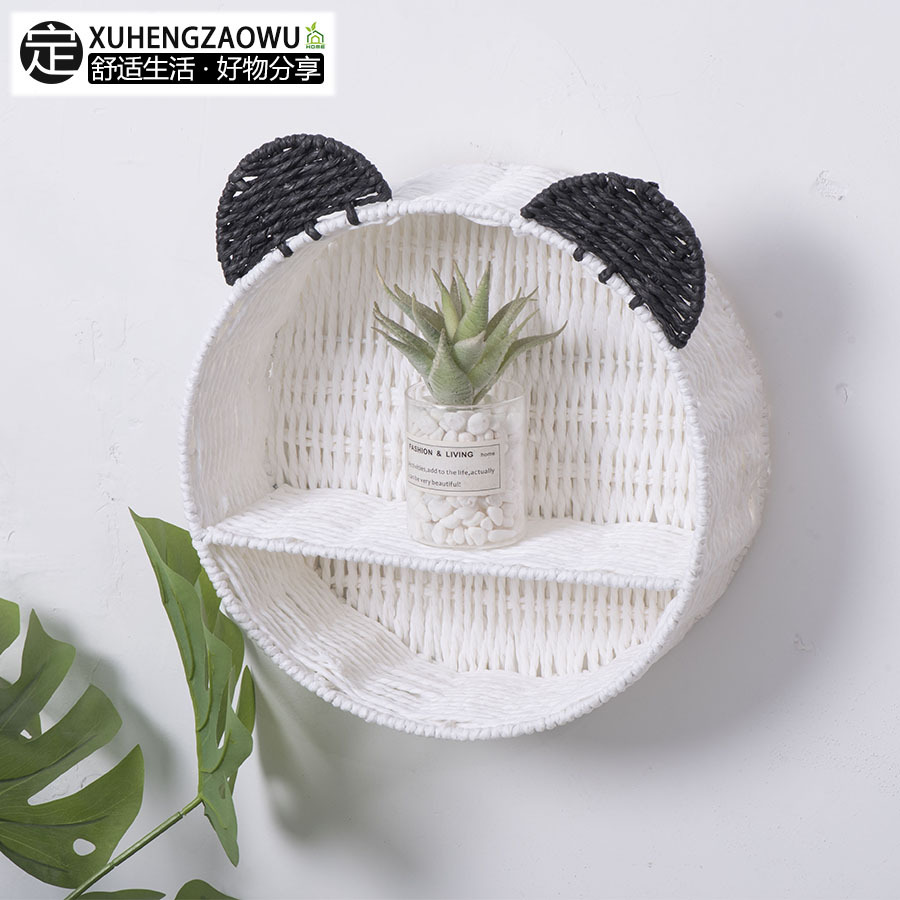 Pequeñas orejas de gato personalizadas, estantes de ratán, canastas de almacenamiento de cuerda de papel montadas en la pared, dibujos, muestras, grandes descuentos personalizados