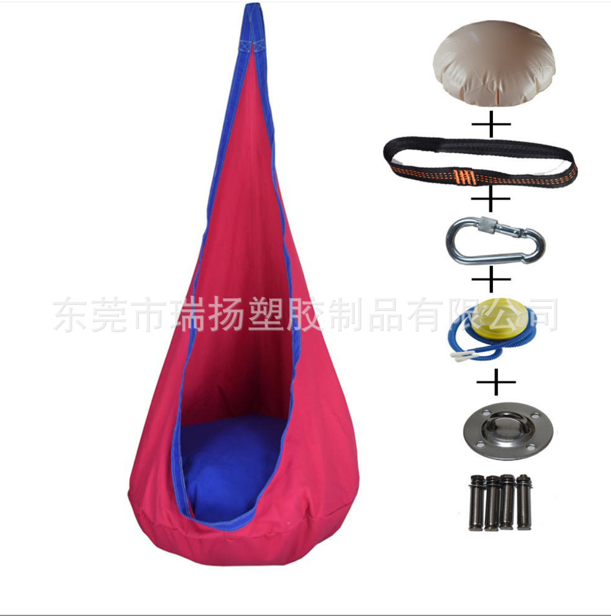 新款儿童秋千充气吊床吊椅棉帆布室内庭院带充气垫休闲娱乐 单人
