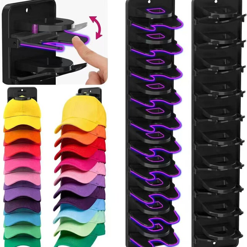 Cross-Border New Product 8Th Generation 2-Pack Baseball Cap Storage Rack, Wall-Mounted Hat Rack, Strong Adhesive and Screw-In Caps