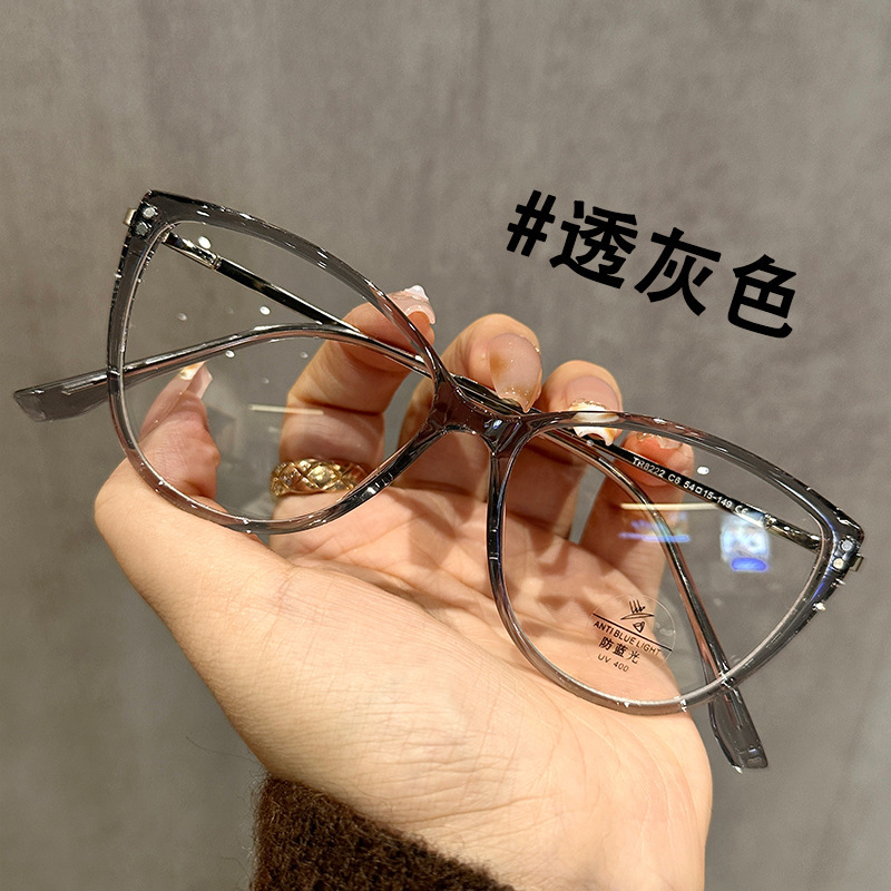 韓国の潮の茶色のメガネのフレームの女性の超軽量TR90ブルーレイ防止の学生は度数の近視の素顔の平光の鏡のフレームを配合することができます。|undefined