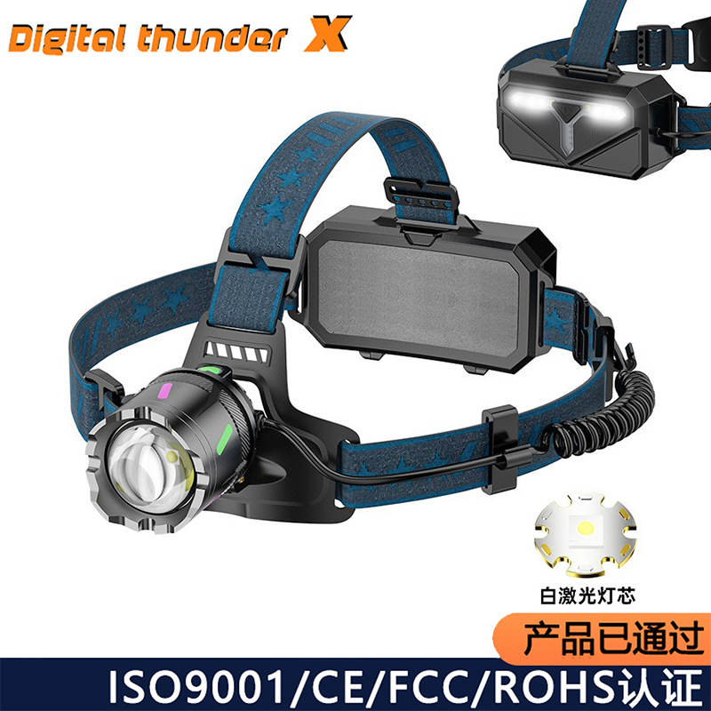 Luz intensa LED de pesca nocturna recarga remota luz de pesca nocturna faro de campamento al aire libre lámpara de mina batería de litio sonoro antorcha montada en la cabeza