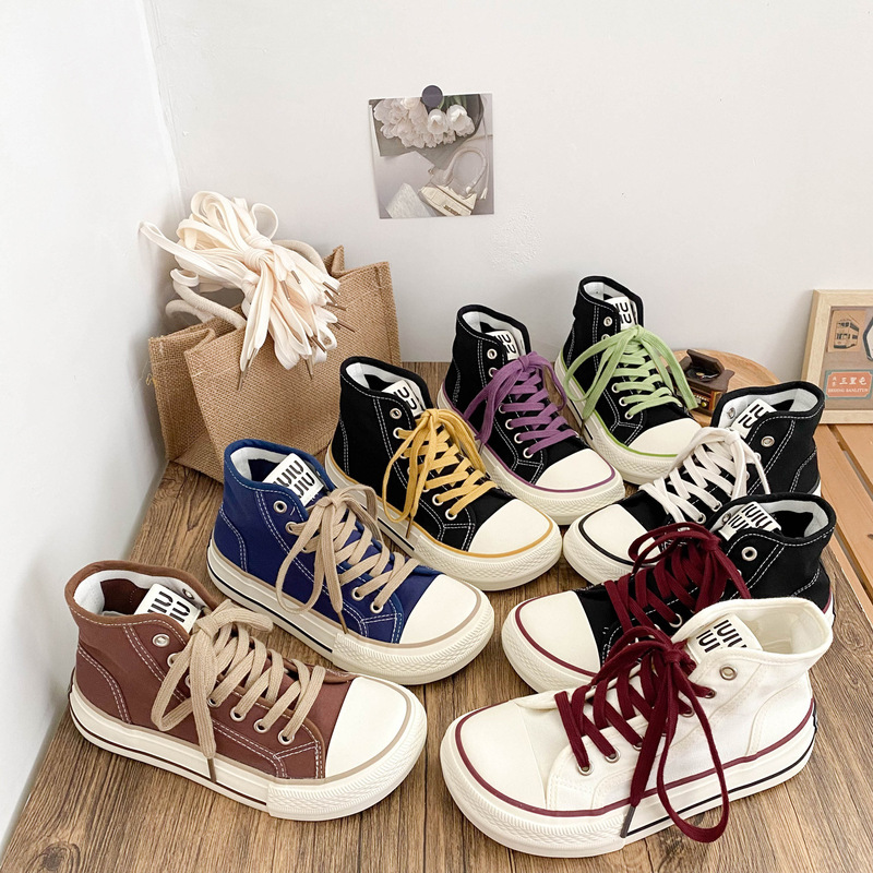 Gd55 Mango Head High-Top Canvas Shoes for Women, Thin and Lightweight, Retro Ulzzang Trendy Ins Style White Shoes, Versatile Sneakers