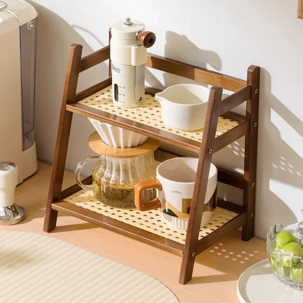 Cup Storage Rack Rattan-like Cup Holder Double-layer Desktop Sundries Water Cup Storage Rack Dormitory Kitchen Storage Rack