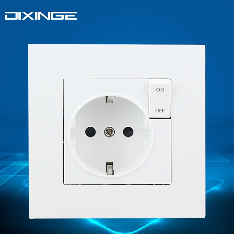 A8系列86型欧规德标墙壁电源插座16A 德式欧标插座带开关欧式插座
