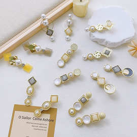 日韩合金猫眼石时尚简约发夹碎发刘海夹头饰高级感精致鸭嘴夹批发