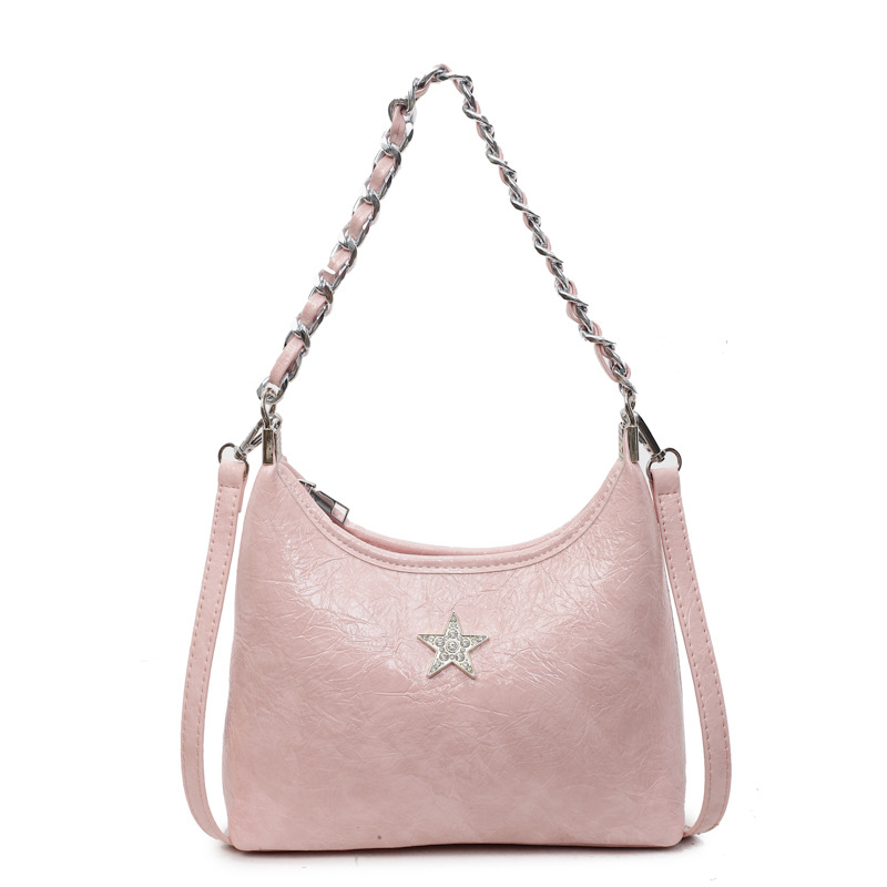 Bolsa de cadena de textura de alta calidad 2025 verano nuevo estilo bolso de hombro con patrón de agarre bolso de mensajero de estrella de diamantes mujer