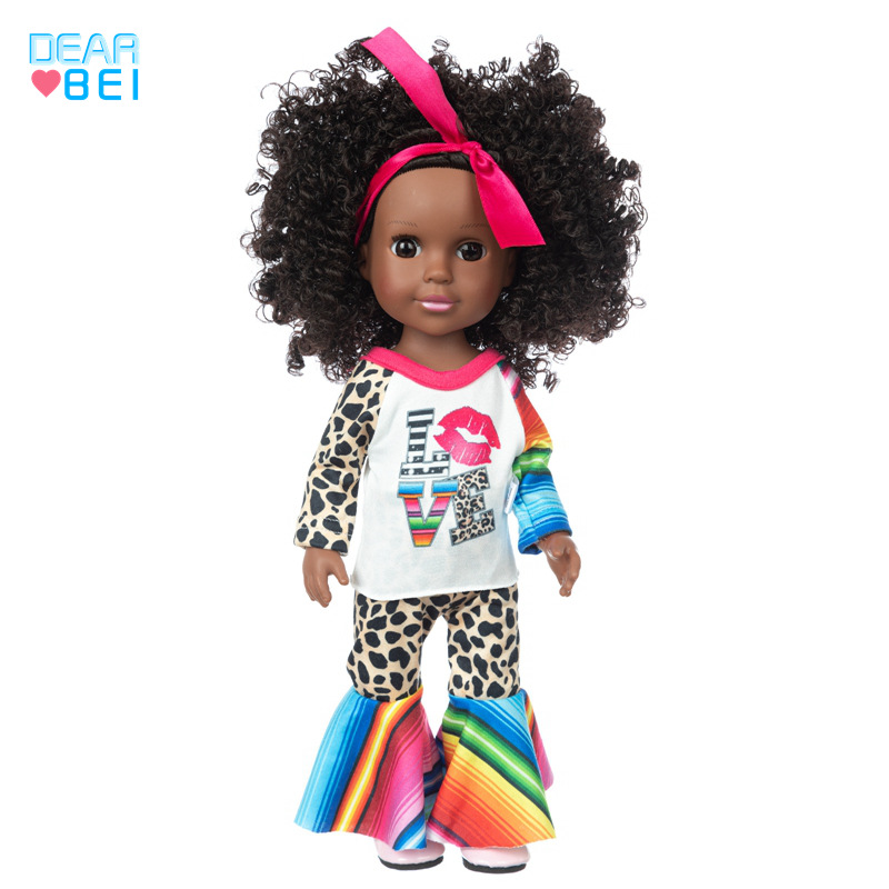 Nueva muñeca de vinilo de 14 pulgadas muñeca Africana renacida muñeca de simulación de juguete para niños muñeca de vestir