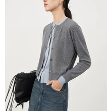 JANEONES 假两件针织开衫羊毛撞色双层门襟设计感小外套春秋