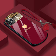 Luxury Cute Oval Heart-shaped Tempered Glass Phone Case For