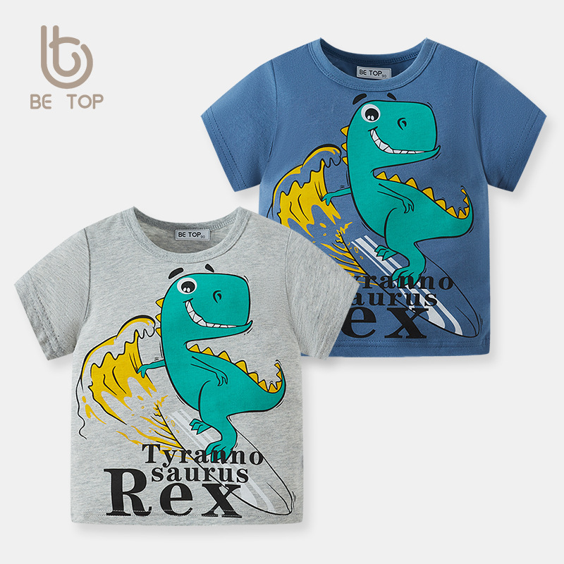 Ser Superior ropa de los niños del verano ropa de dibujos animados dinosaurios de manga corta Camiseta de los niños camisa de media manga corta de los niños