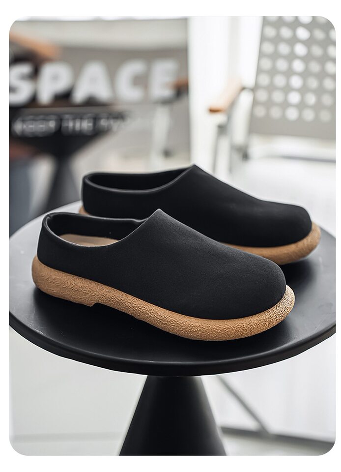 Dép sandal nam bít mũi da PU đế dày chống trượt kiểu lười xỏ chân — Màu nâu, màu be, màu đen chi tiết 22