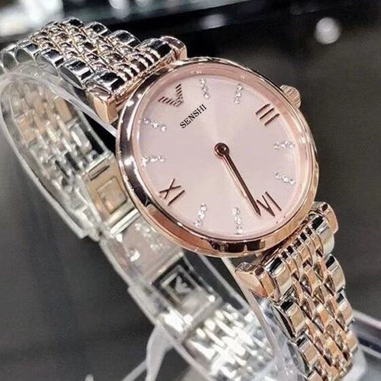 Ama Champagne Gold Watch Female 2-Pin Grandma Gray Couple Watch Male Douyin Celebrity Male Watch Two-Pin Half Small Seconds