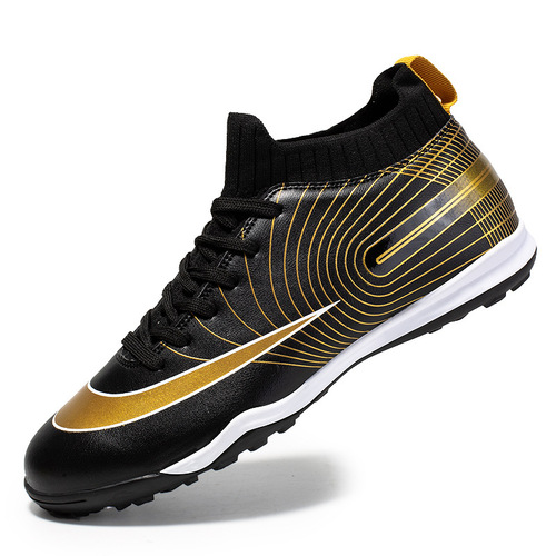 High-top soccer cleats, long and short studs, gold sole grass court soccer shoes for students