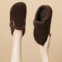 厚底加绒保暖毛毛棉鞋可外穿2025新款冬季一脚蹬棉拖休闲鞋女鞋
