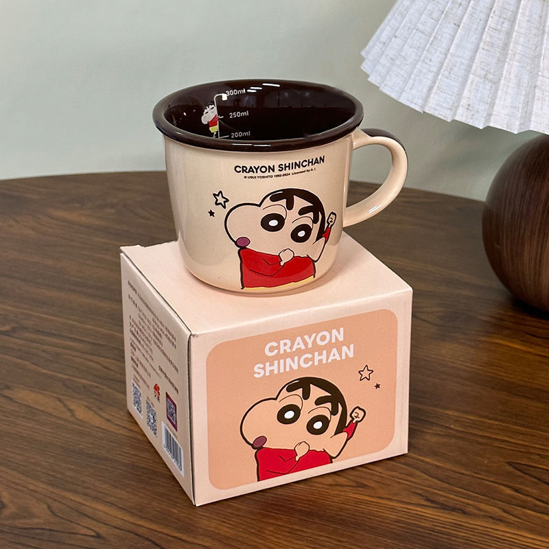 かわいい陶器製マグカップ、目盛り付き、クレヨンしんちゃん、子供用、カップル用、朝食カップ、誕生日プレゼント|undefined