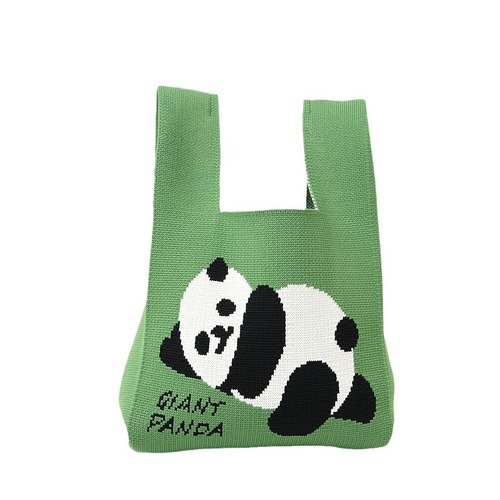 Large Panda Bag with Hand Strap, Women's Knitted Gift for Festivals, Gift for Family, Knitted Sweatshirt with Handle for Shopping, Autumn and Winter