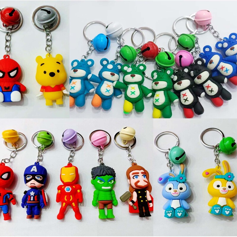 Candy Color Baking Paint Bell Auto Accessories Cartoon Doll Keychain Spiderman Cheap Gift Spaceman Pendant Candy Color Baking Paint Bell Auto Accessories Cartoon Doll Keychain Spiderman Cheap Gift Spaceman Pendant