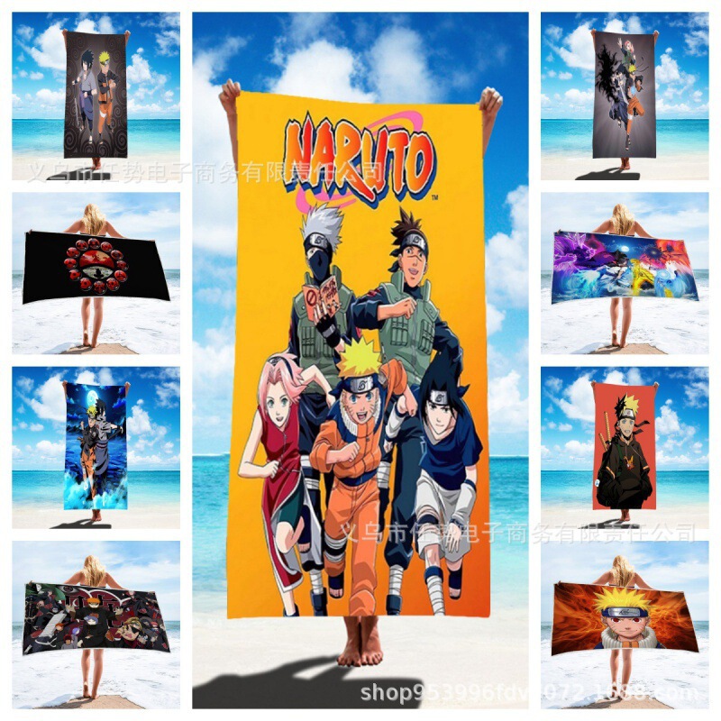 Foreign Trade Microfiber Towel Bath Towel Anime Naruto Series Printed Absorbent Beach Towel