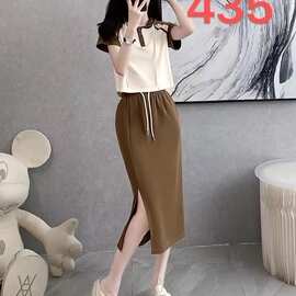 夏装减龄连帽休闲运动套装裙女年新款时尚显瘦半身裙子两件套
