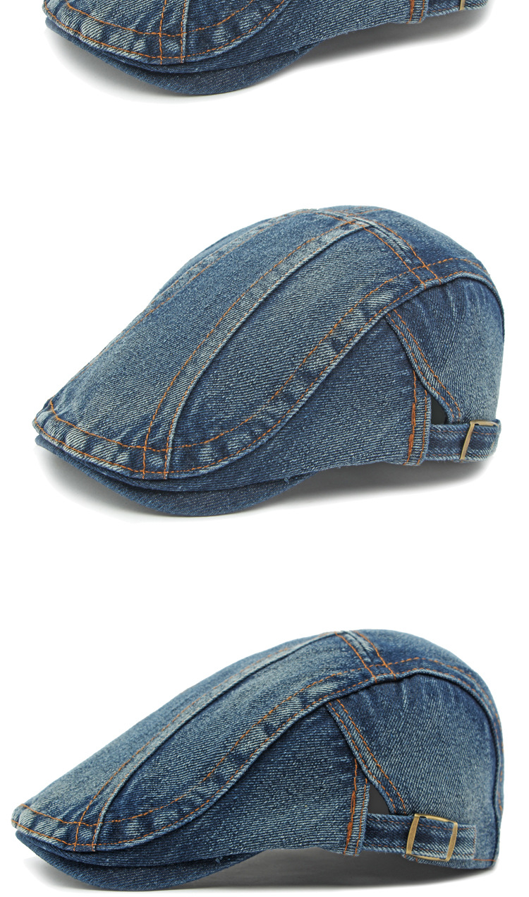 Béret rétro unisexe pour hommes et femmes, casquette en denim délavé, tendance_voghion.com