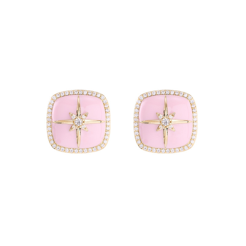 Fashionable geometric square small design sophisticated earrings