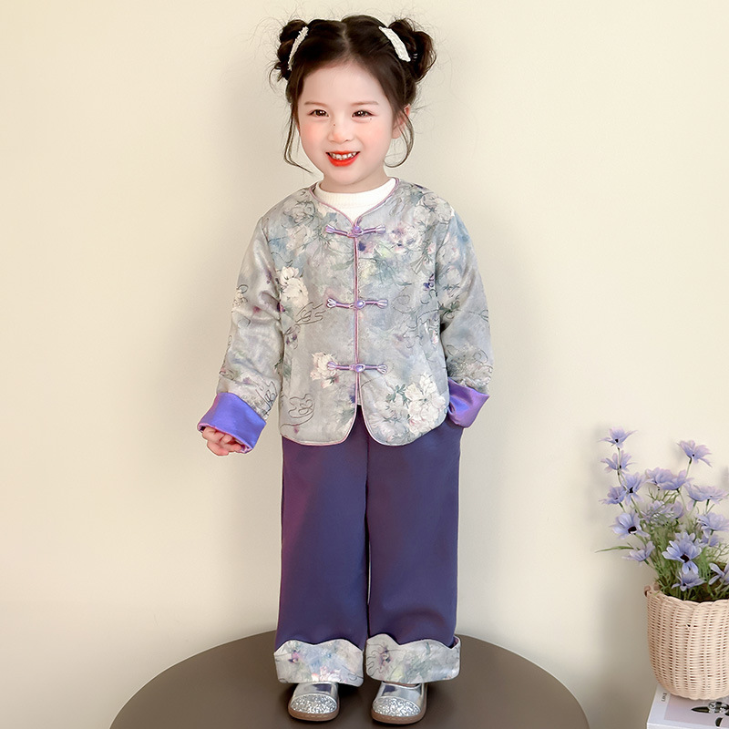 汉服女童套装春秋季2025新款儿童国风新中式唐装女孩宝宝春装古装|undefined