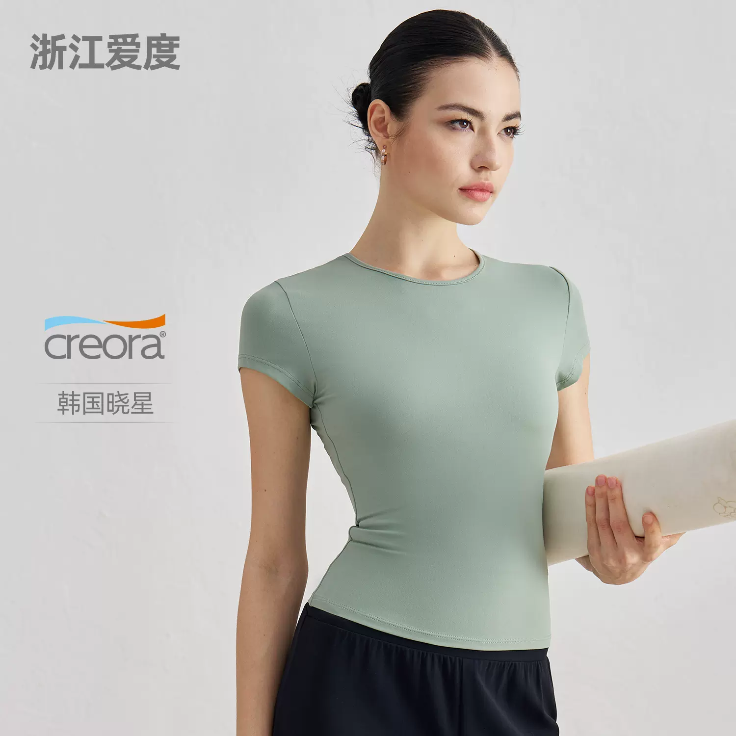 SNU轻盈瑜伽T恤裸感休闲运动短袖女收腰显瘦百搭跑步训练健身上衣