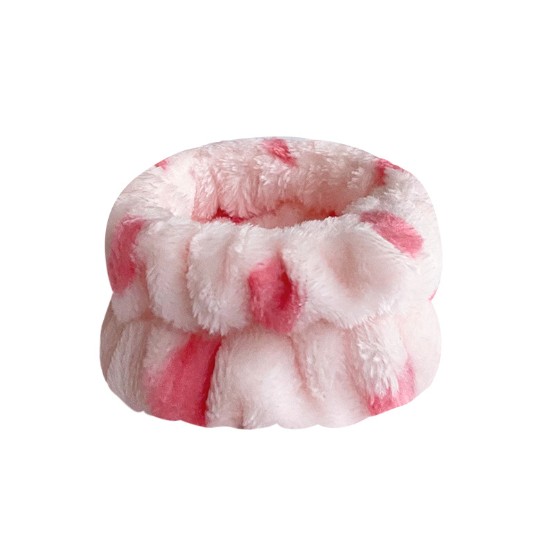 Traje de la correa de la muñeca de la banda del pelo de franela transfronteriza europea y americana Amazon mujeres antideslizante cara lavado diadema autoadhesivo semiacabado anillo de pelo