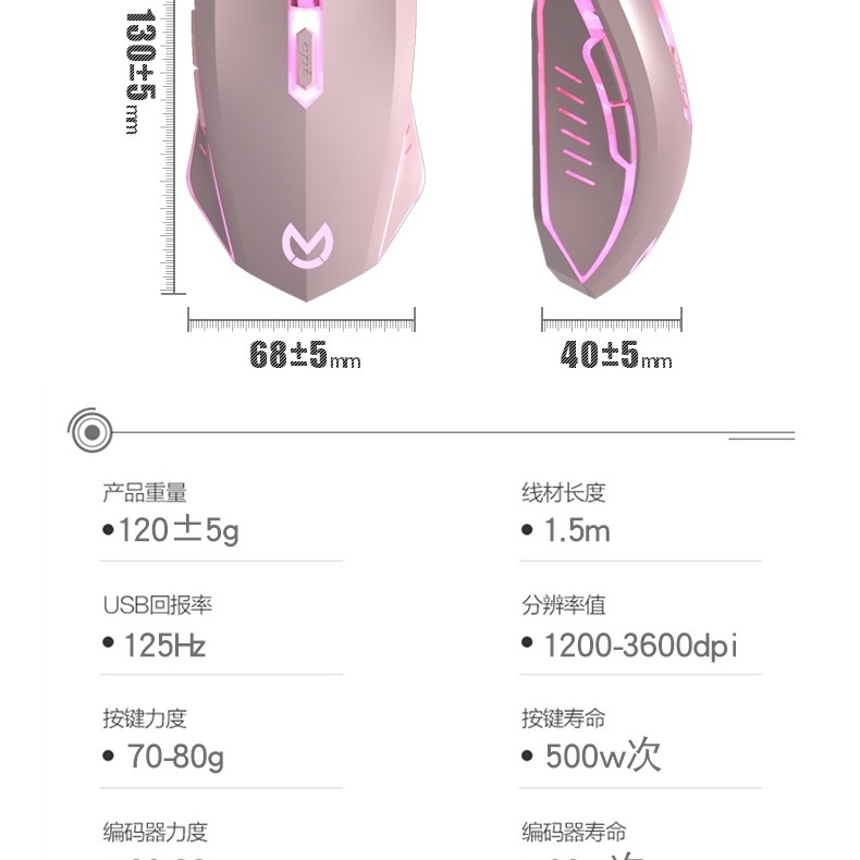 桜のピンクのマウスの有線の女子学生の家庭用オフィスのデスクトップのノートパソコンの音があります。|undefined