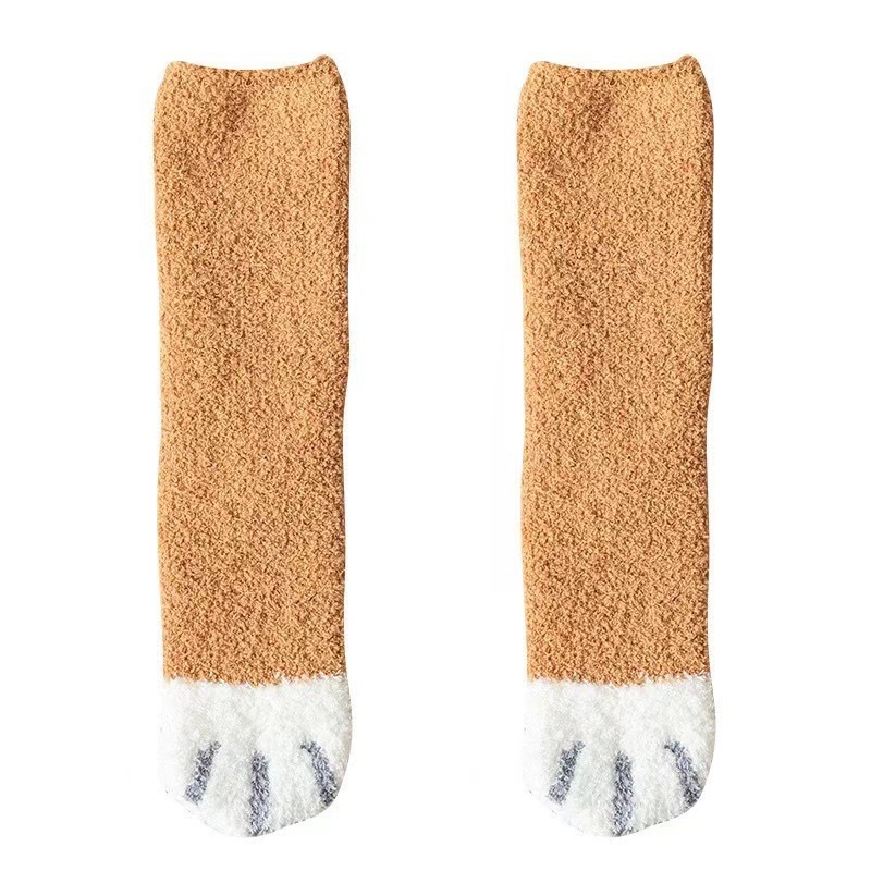 Calcetines de mujer mediana calcetines otoño-invierno de coral terciopelo de dibujos animados garras de gato calcetines de piso terciopelo calcetines de dormir calientes image 7