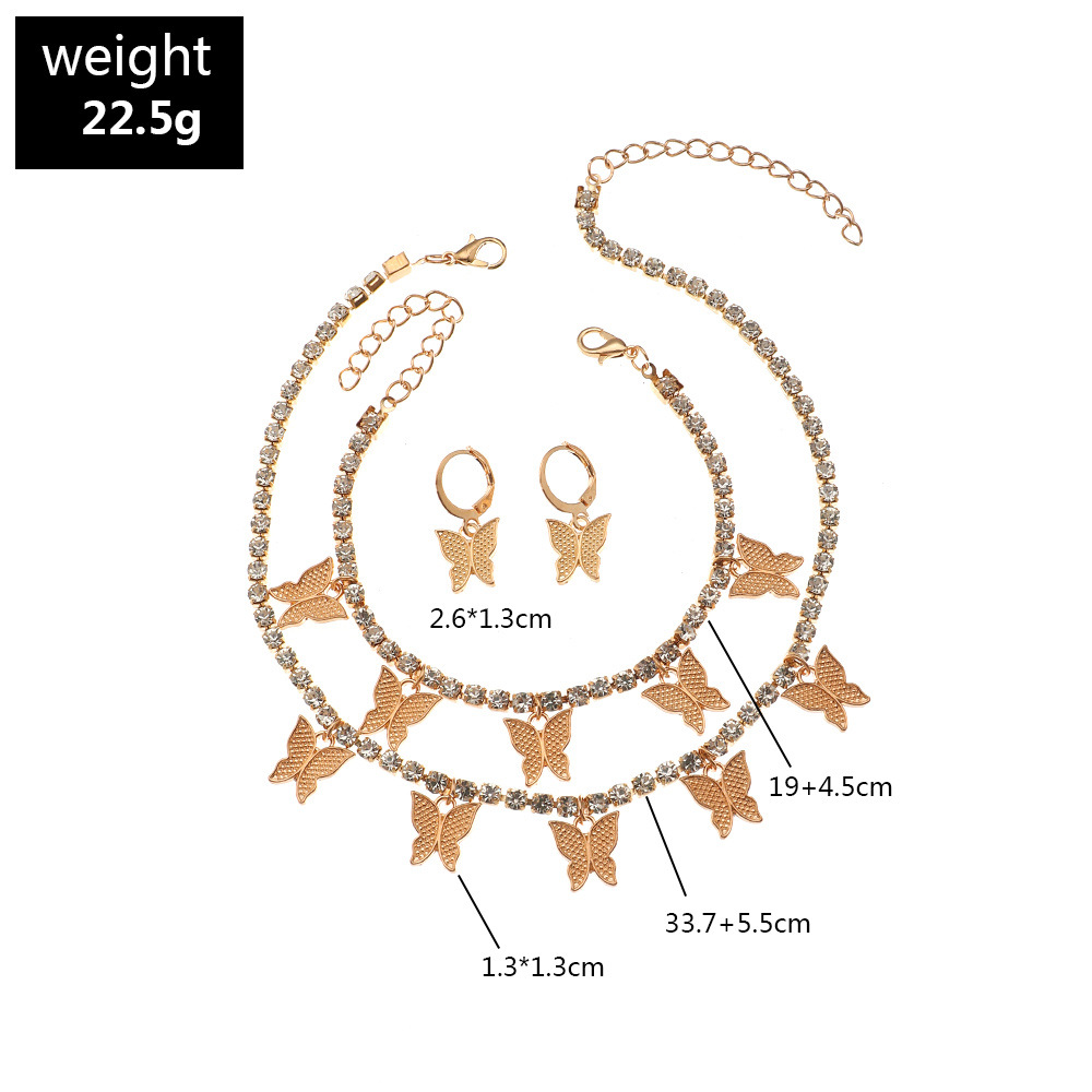 Wholesale Jewelry Children's Butterfly Pendant Necklace Earring Bracelet Three-piece Set Nihaojewelry display picture 17