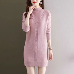 半高领中长款毛衣女秋冬新款内搭针织衫纯色长袖打底衫洋气上衣潮