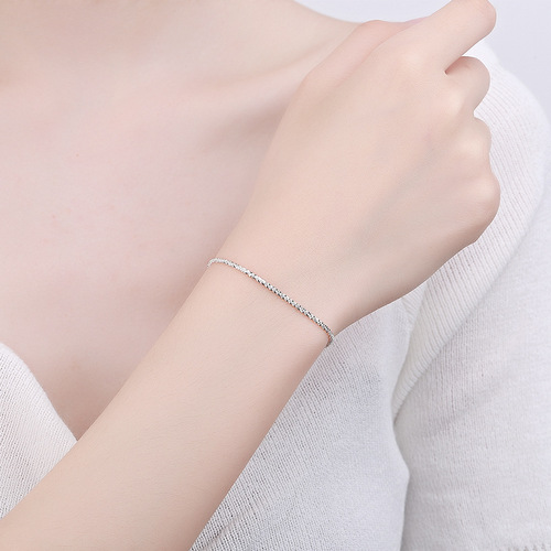 S925 sterling silver sparkling bracelet female flash internet celebrity light luxury geometric word chain cold style stacking bracelet
