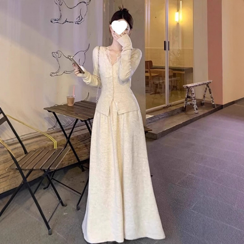 小个子高级感气质连衣裙子女秋冬季2025新款千金穿搭一整套装长裙|undefined