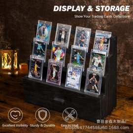 跨境木质球星卡收纳架桌面阶梯足球篮球冠军运动卡展示架球星卡架