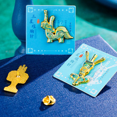 三星堆紀念品冠戴縱目面具金屬胸針徽章博物館伴手禮旅遊紀念品