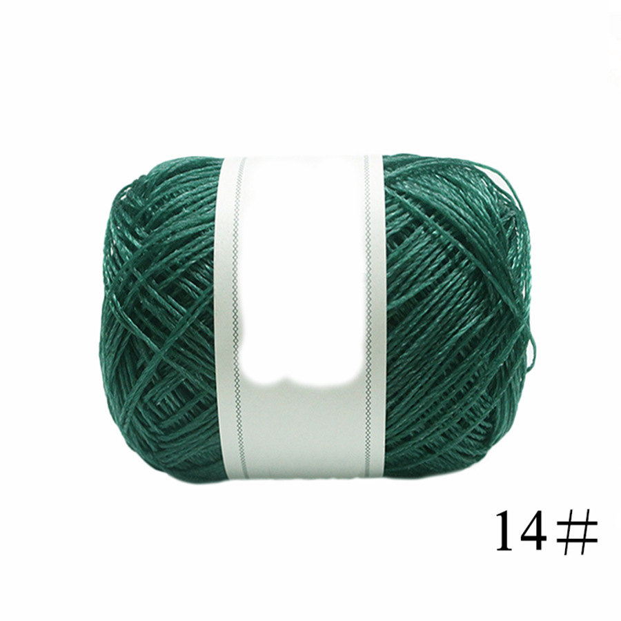 14# Vert foncé * 3,4 NM * 1 * Aucun * ≤10 tex * 3 brins * 64 m/40 g * Aucun * 100 % Polyéthylène