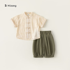 Beibei City Boys' New Chinese Style Set Chinese Style Thin Tangzhuang Children's Short Sleeve Ethnic Style Summer Clothing XT83171