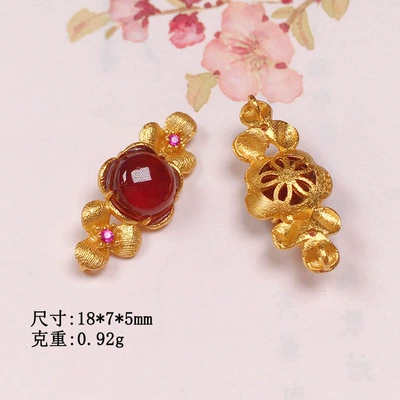 Natural Garnet round table accessories s925 silver gold-plated bracelet necklace string decoration diy handmade beads semi-finished products (Zərgərlik ara hissələri) - small-flower-style