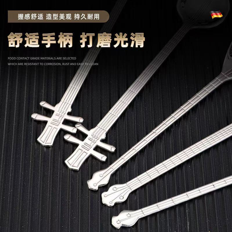 创意304乐器勺不锈钢咖啡搅拌勺餐厅音乐吧勺蛋糕甜品勺马克杯勺|undefined